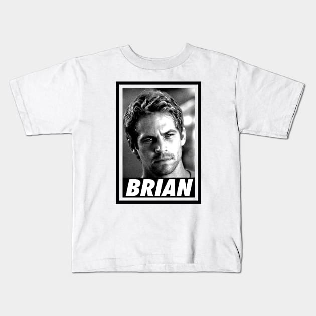 Paul Walker - Brian - Portrait retro Kids T-Shirt by DoctorBlue